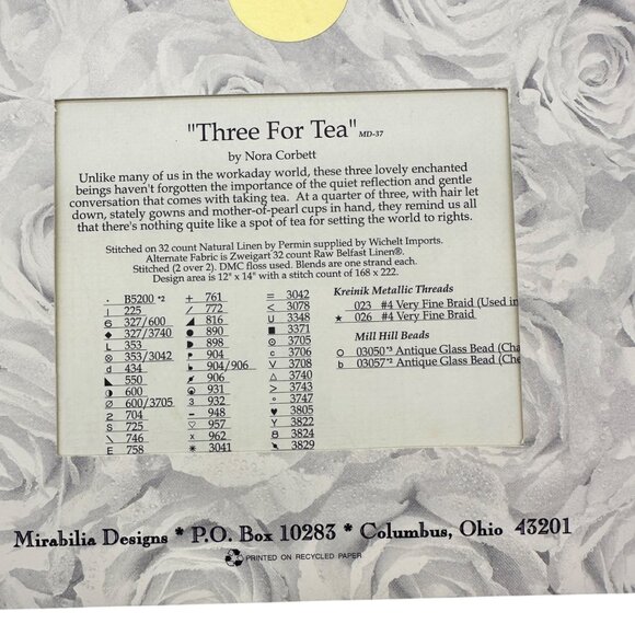 Mirabilia Designs THREE FOR TEA Cross Stitch Pattern  MD-37 By Nora Corbett - Picture 5 of 6